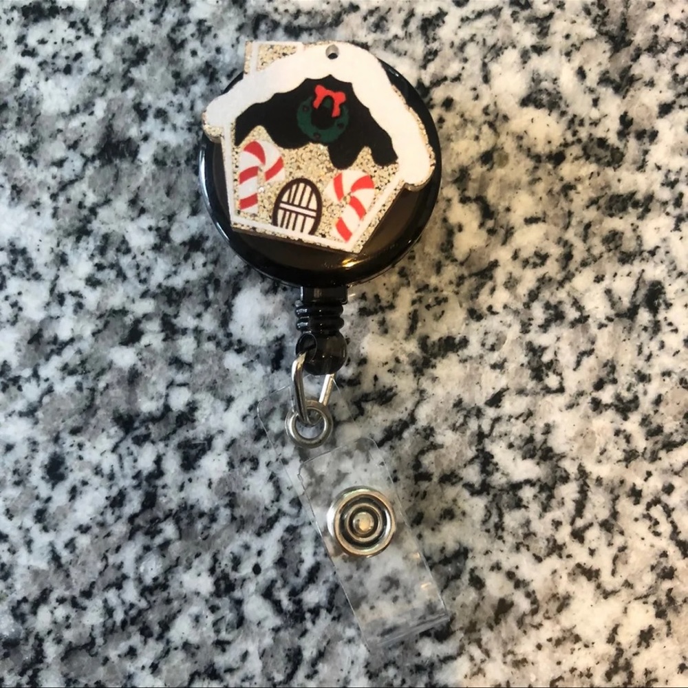 Gingerbread house Christmas badge reel nurse